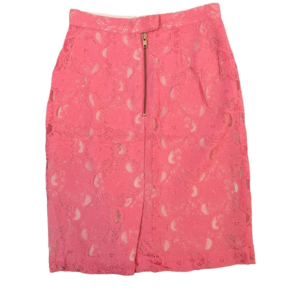 H&M Conscious Collection Women's Salmon Pink Lace Lined Pencil Skirt | Size 4 - Picture 2 of 9